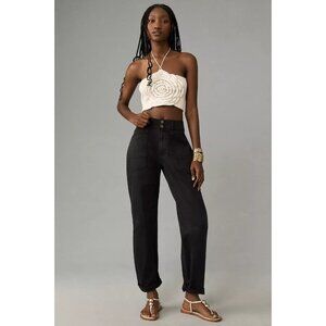 NWT PILCRO Wanderer Black Carbon Cotton Twill Relaxed Leg Utility Pants, Size 27